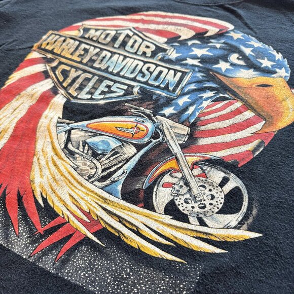 Vintage Y2K Harley Davidson 2000 Eagle USA Fullerton CA Large Black Long Sleeve - Picture 1 of 8